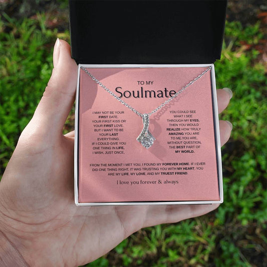 To My Soulmate Necklace - Pink Background