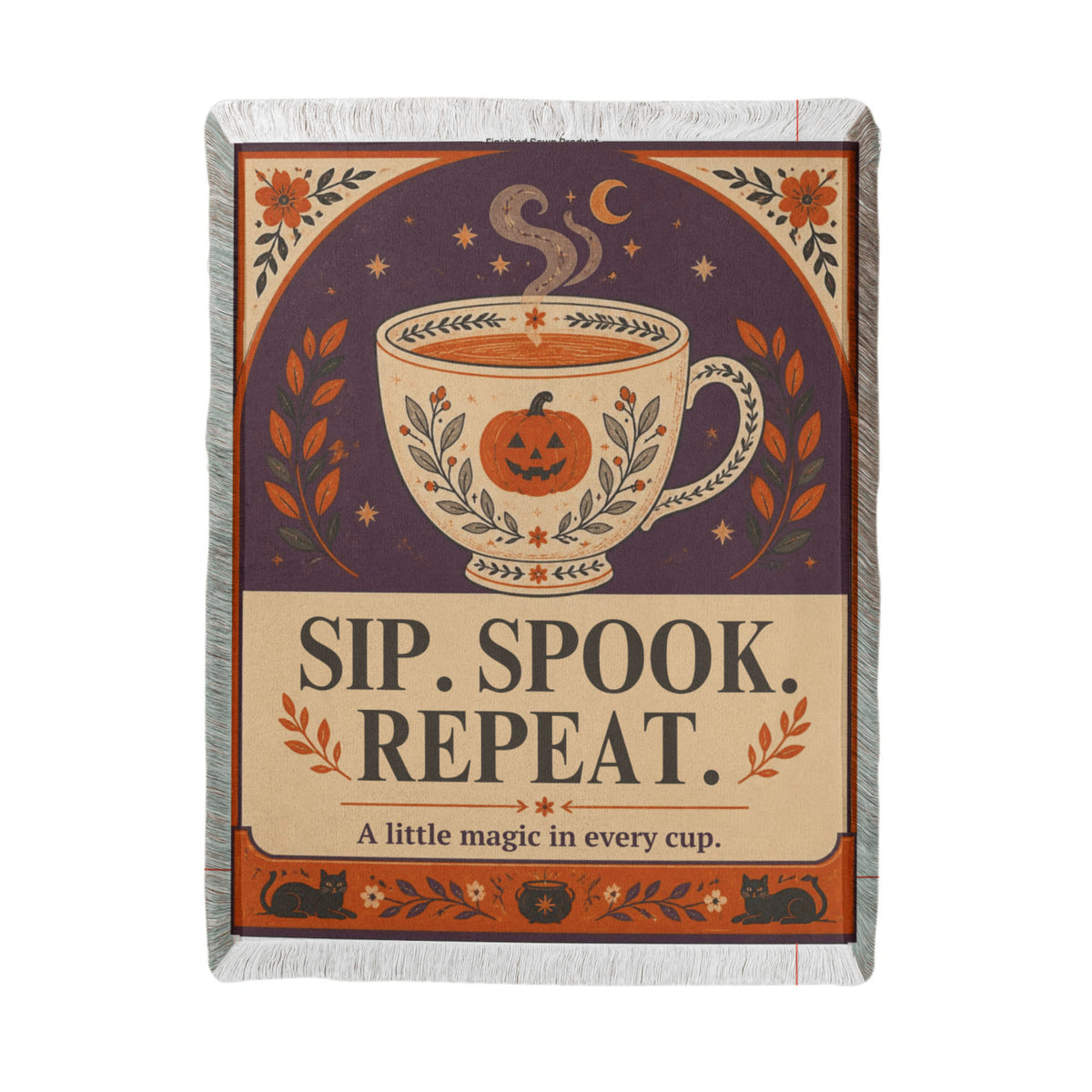 Cozy Halloween "Sip. Spook. Repeat." Printed Woven Blanket